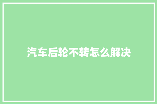 汽车后轮不转怎么解决