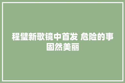 程璧新歌镜中首发 危险的事固然美丽