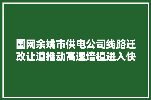 国网余姚市供电公司线路迁改让道推动高速培植进入快车道