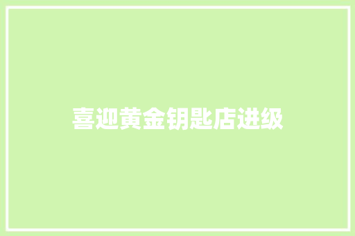 喜迎黄金钥匙店进级