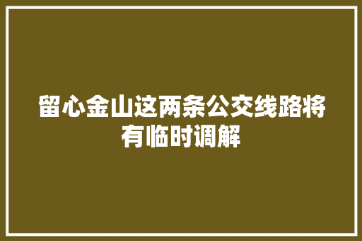 留心金山这两条公交线路将有临时调解