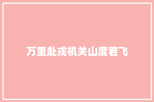 万里赴戎机关山度若飞