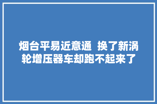 烟台平易近意通  换了新涡轮增压器车却跑不起来了