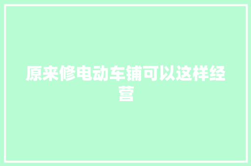 原来修电动车铺可以这样经营