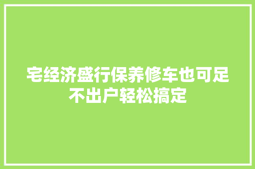 宅经济盛行保养修车也可足不出户轻松搞定