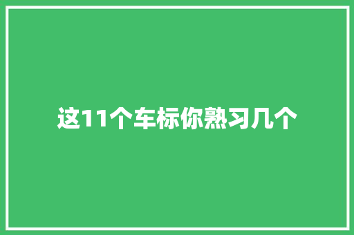 这11个车标你熟习几个