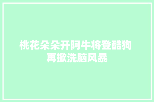 桃花朵朵开阿牛将登酷狗 再掀洗脑风暴