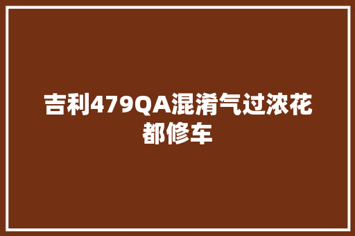 吉利479QA混淆气过浓花都修车 汽车知识