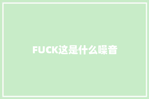 FUCK这是什么噪音