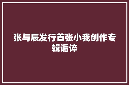 张与辰发行首张小我创作专辑诟谇