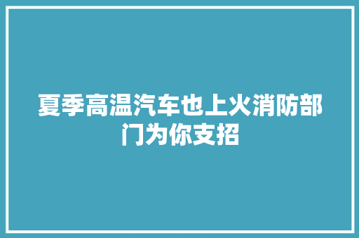 夏季高温汽车也上火消防部门为你支招