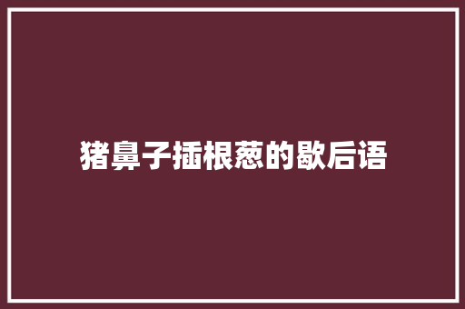 猪鼻子插根葱的歇后语