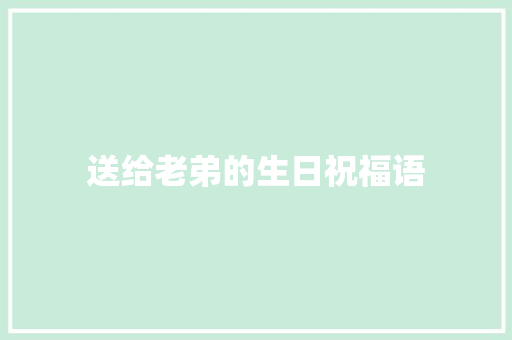 送给老弟的生日祝福语