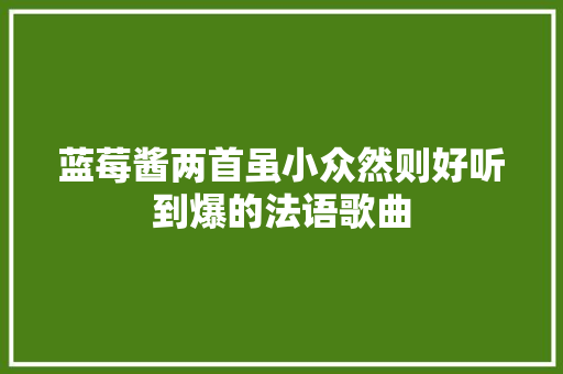 蓝莓酱两首虽小众然则好听到爆的法语歌曲