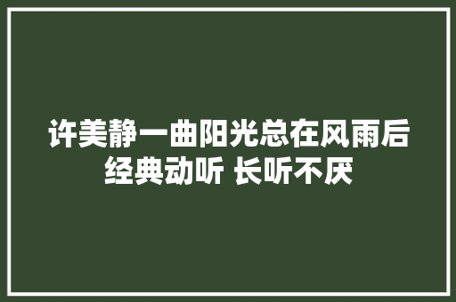 许美静一曲阳光总在风雨后经典动听 长听不厌
