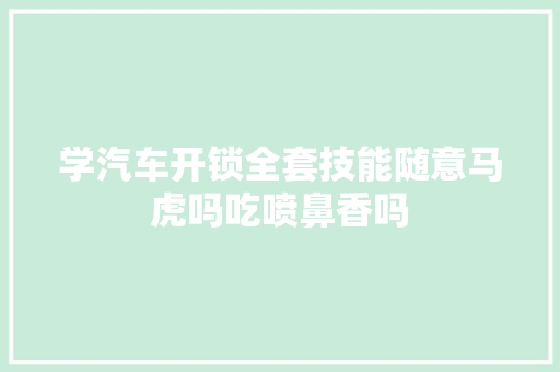 学汽车开锁全套技能随意马虎吗吃喷鼻香吗