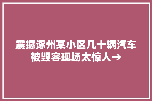 震撼涿州某小区几十辆汽车被毁容现场太惊人→