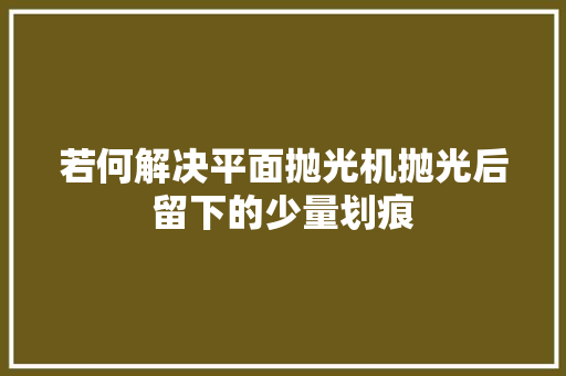 若何解决平面抛光机抛光后留下的少量划痕
