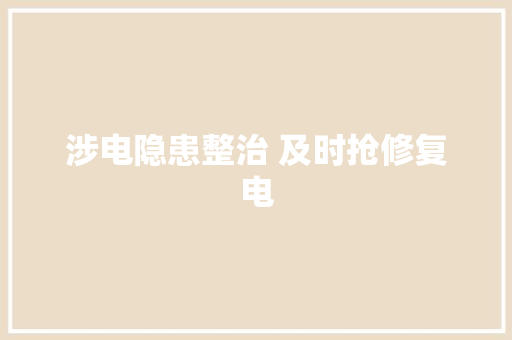 涉电隐患整治 及时抢修复电