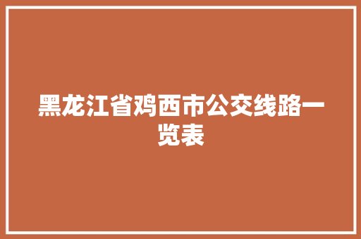 黑龙江省鸡西市公交线路一览表