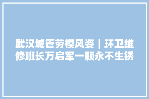 武汉城管劳模风姿｜环卫维修班长万启军一颗永不生锈的螺丝钉