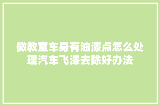 微教室车身有油漆点怎么处理汽车飞漆去除好办法