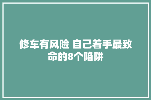 修车有风险 自己着手最致命的8个陷阱