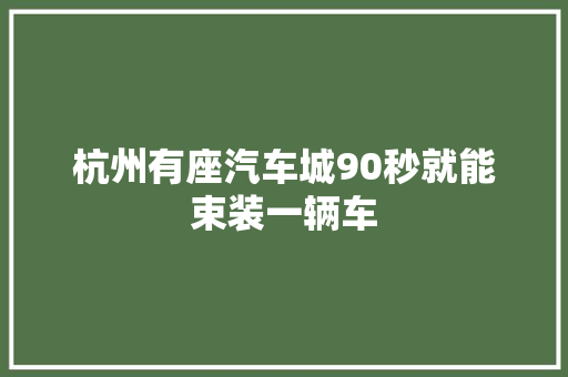 杭州有座汽车城90秒就能束装一辆车