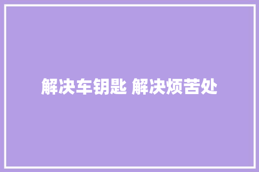 解决车钥匙 解决烦苦处