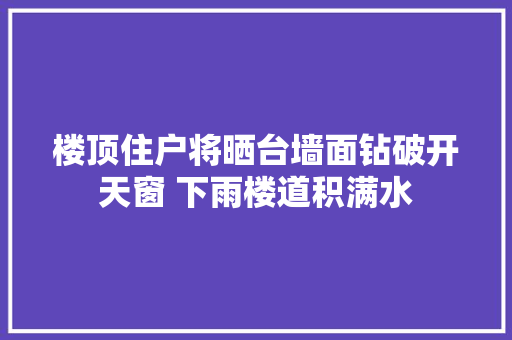 楼顶住户将晒台墙面钻破开天窗 下雨楼道积满水