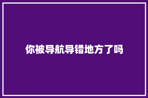你被导航导错地方了吗