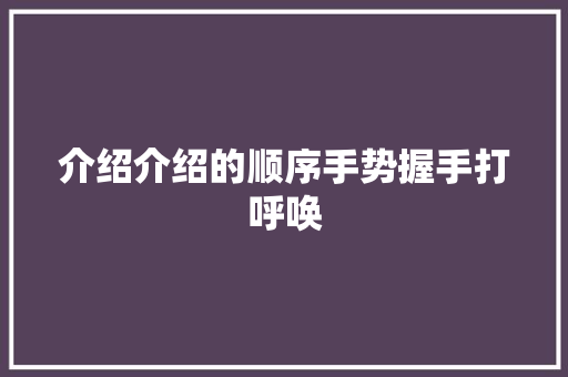 介绍介绍的顺序手势握手打呼唤