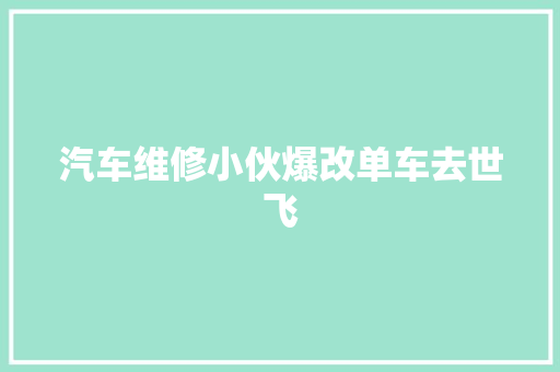 汽车维修小伙爆改单车去世飞