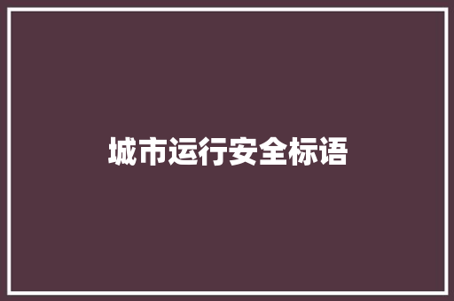 城市运行安全标语