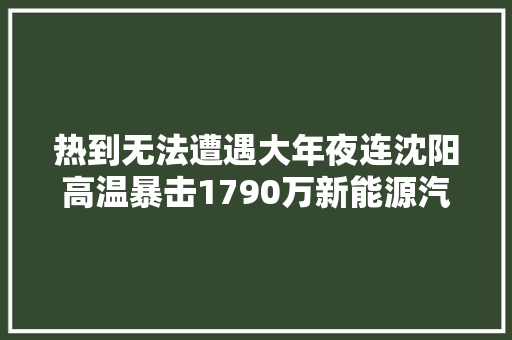 热到无法遭遇大年夜连沈阳高温暴击1790万新能源汽车成车主的忧