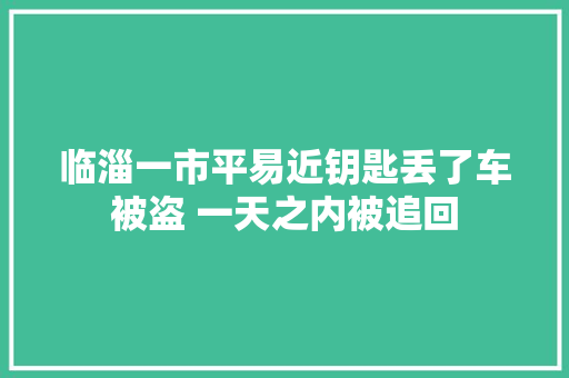 临淄一市平易近钥匙丢了车被盗 一天之内被追回 汽车知识