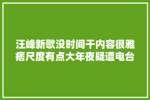 汪峰新歌没时间干内容很雅痞尺度有点大年夜疑遭电台都禁播