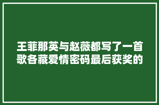 王菲那英与赵薇都写了一首歌各藏爱情密码最后获奖的是她