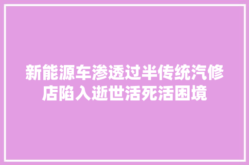 新能源车渗透过半传统汽修店陷入逝世活死活困境