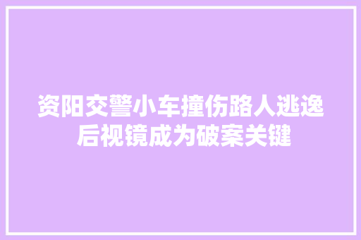 资阳交警小车撞伤路人逃逸 后视镜成为破案关键