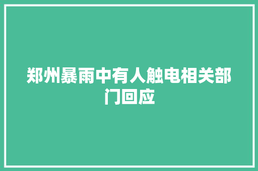 郑州暴雨中有人触电相关部门回应