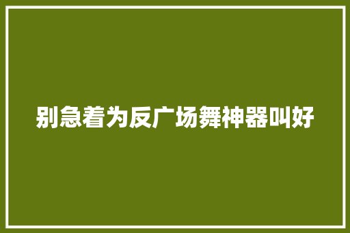 别急着为反广场舞神器叫好