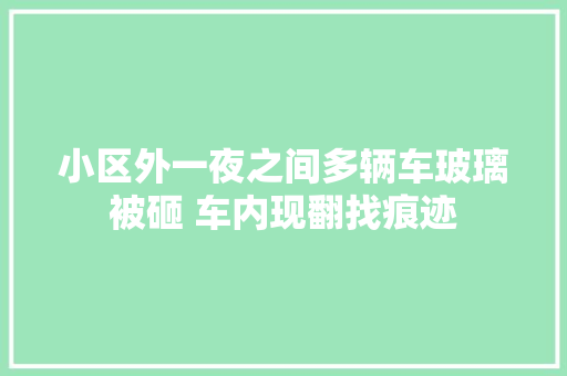 小区外一夜之间多辆车玻璃被砸 车内现翻找痕迹