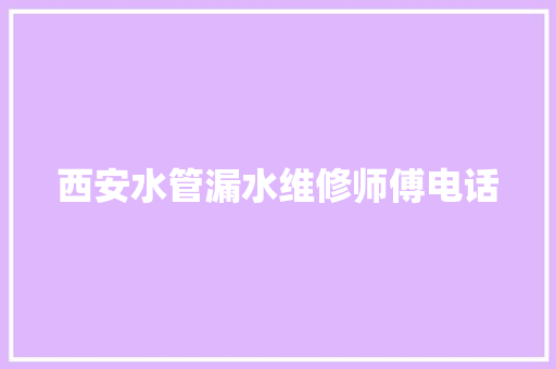 西安水管漏水维修师傅电话