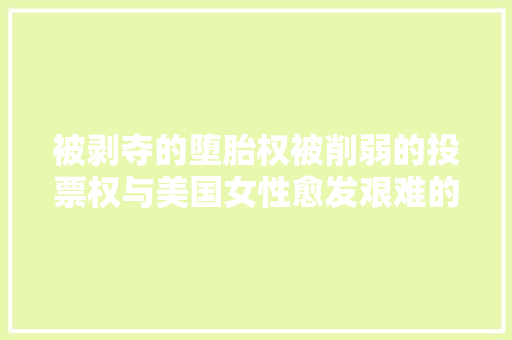 被剥夺的堕胎权被削弱的投票权与美国女性愈发艰难的抗争