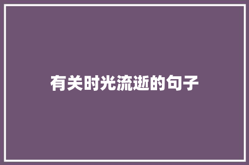 有关时光流逝的句子