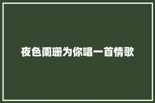 夜色阑珊为你唱一首情歌 休闲娱乐