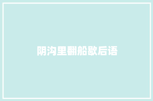 阴沟里翻船歇后语