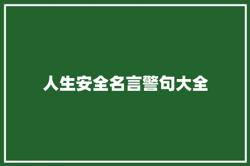 人生安全名言警句大全
