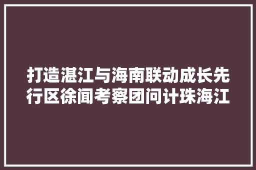 打造湛江与海南联动成长先行区徐闻考察团问计珠海江门寻良方
